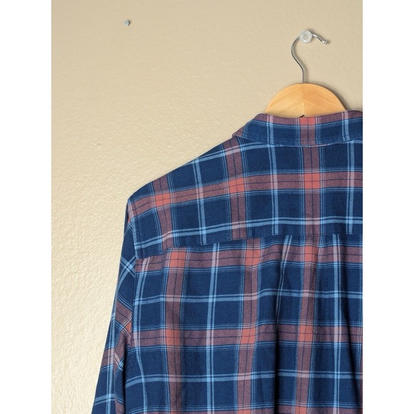Marine Layer Plaid Flannel Shirt Mens Large Blue Red Cotton - Picture 8 of 14